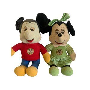 Disney Knickerbocker 14" Mickey and 12" Minnie Mouse 1970s Vtg